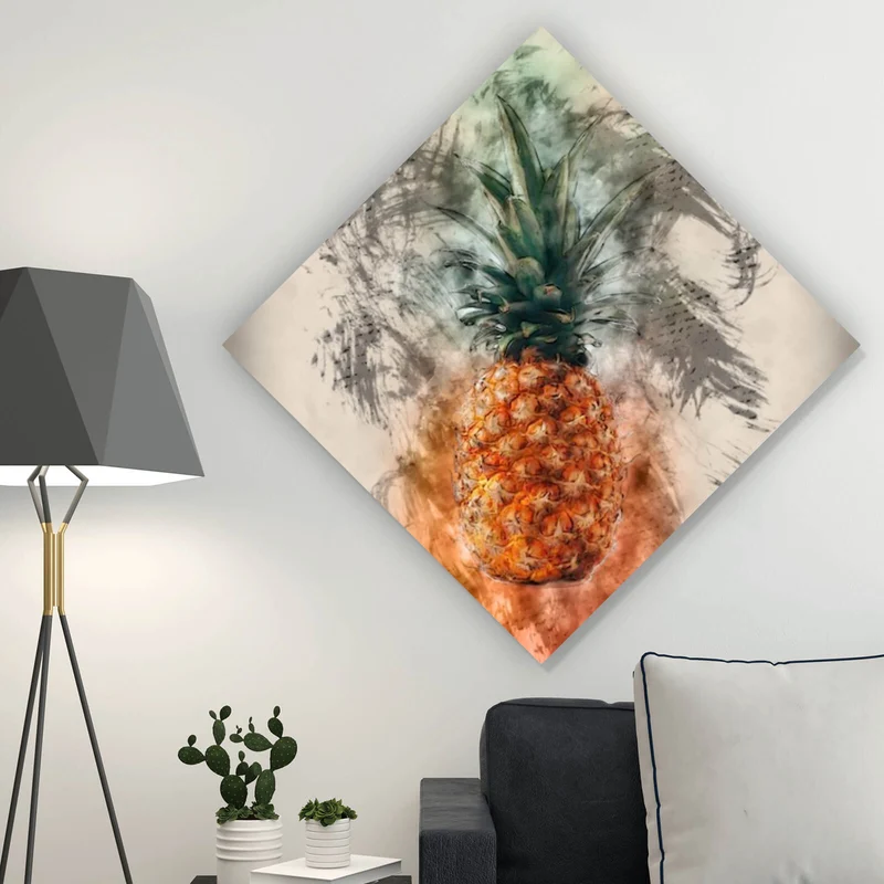Acrylglasbild Ananas Abstrakt Raute
