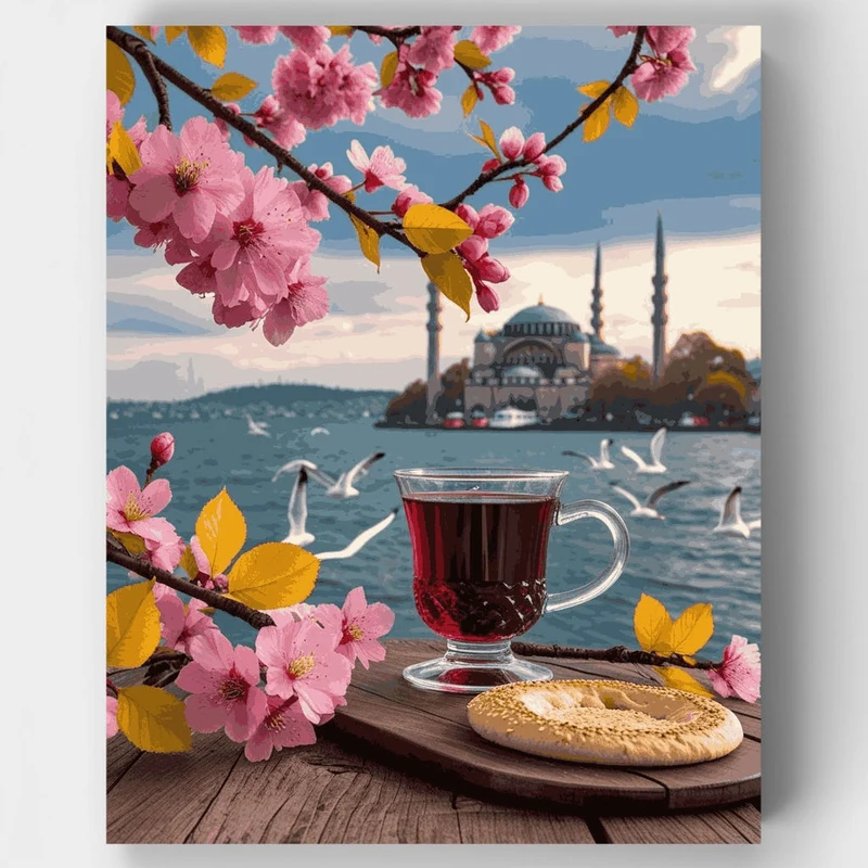 Istanbul Turkish Tea by the Bosphorus - Paint by Numbers Kit