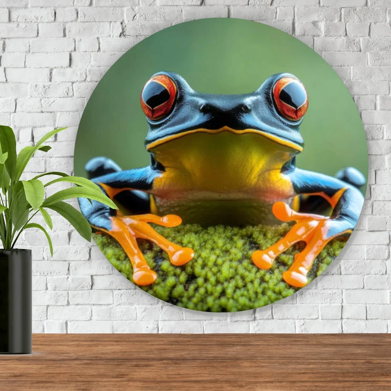 Aluminiumbild Beeindruckender Frosch in der Natur Kreis