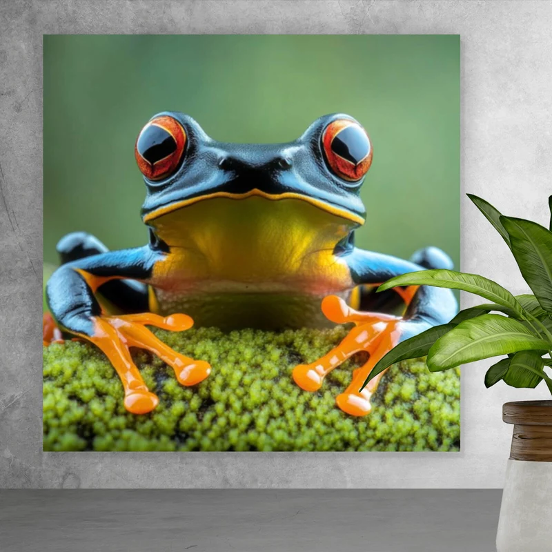 Aluminiumbild Beeindruckender Frosch in der Natur Quadrat