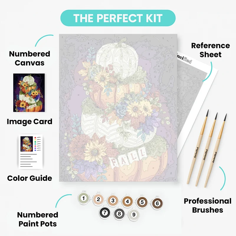 Indigo Autumn Pumpkin Stack - Paint by Numbers Kit