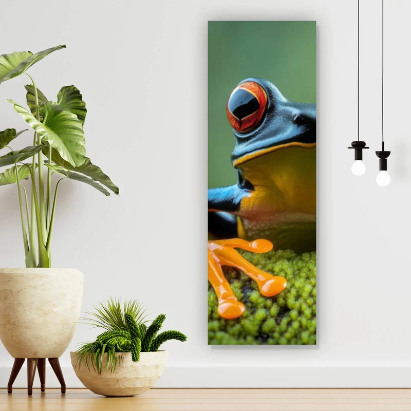 Aluminiumbild Beeindruckender Frosch in der Natur Panorama Hoch