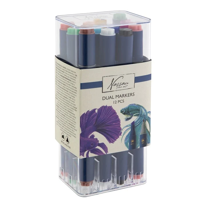 Nassau Fine Art Double-Sided Markers, Set of 12
