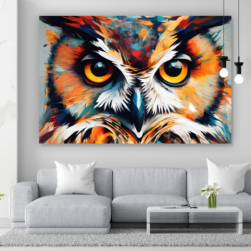 Poster Eindrucksvolle Eulen Malerei Querformat