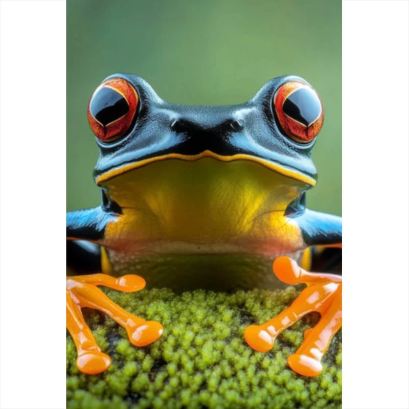 Leinwandbild Beeindruckender Frosch in der Natur Hochformat