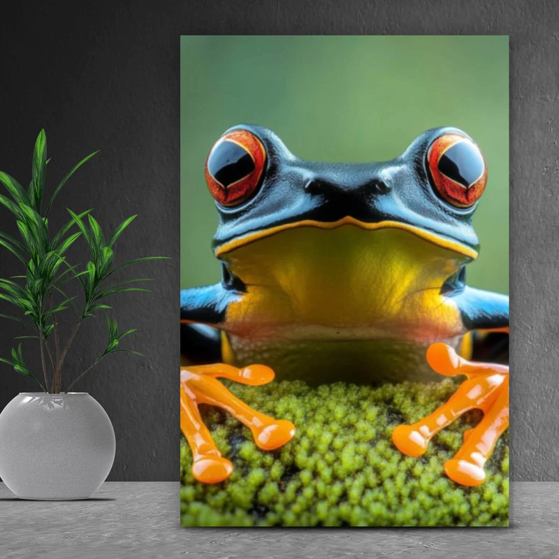 Poster Beeindruckender Frosch in der Natur Hochformat