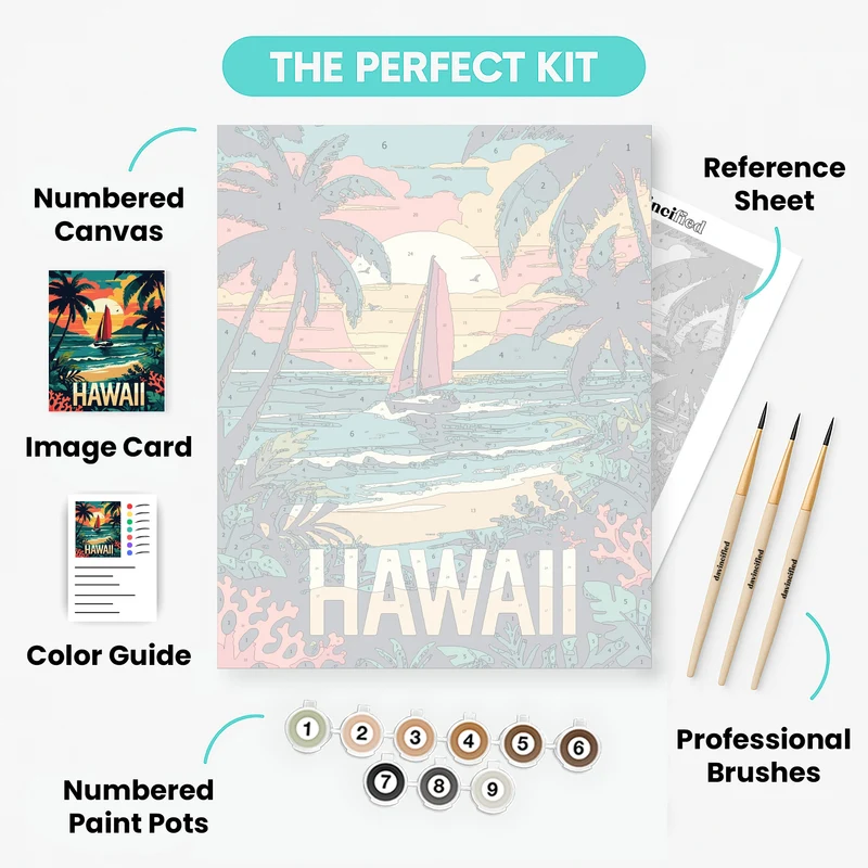 Hawaii Tropical Sunset Sailboat - Paint by Numbers Kit