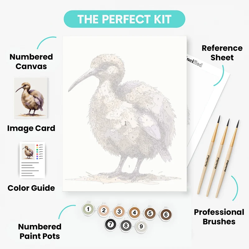 Baby Kiwi Bird Watercolor - Paint by Numbers Kit