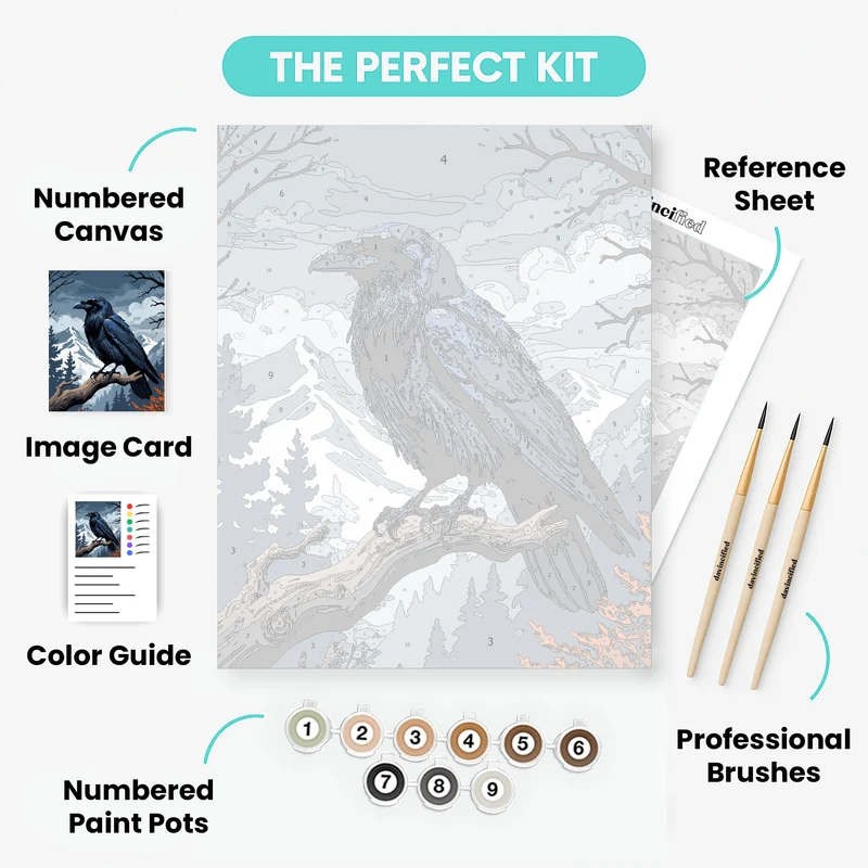 Majestic Raven in Mountain Landscape - Paint by Numbers Kit