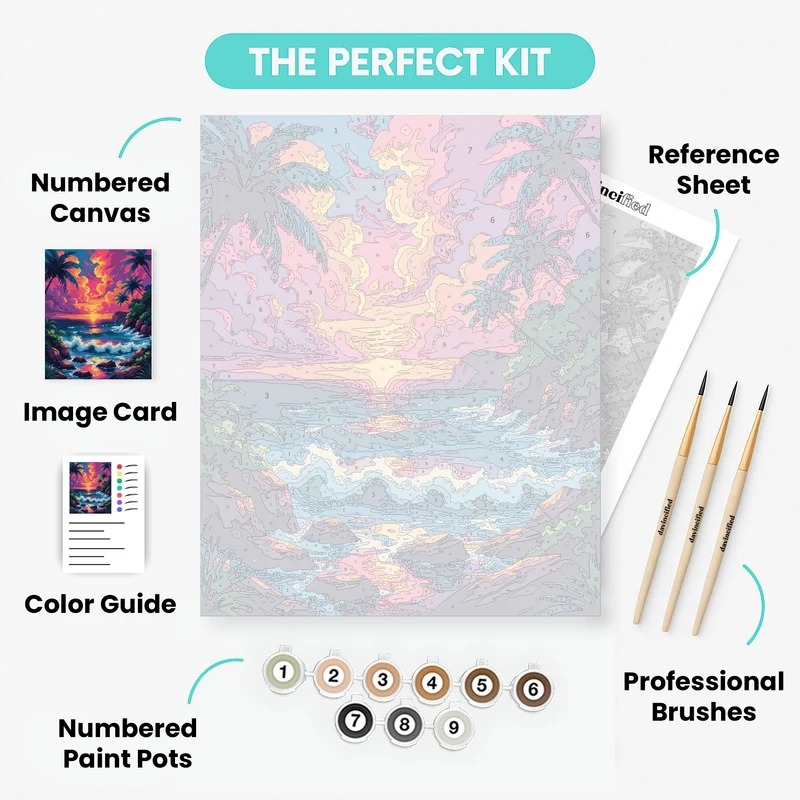 Tropical Sunset Cove - Paint by Numbers Kit