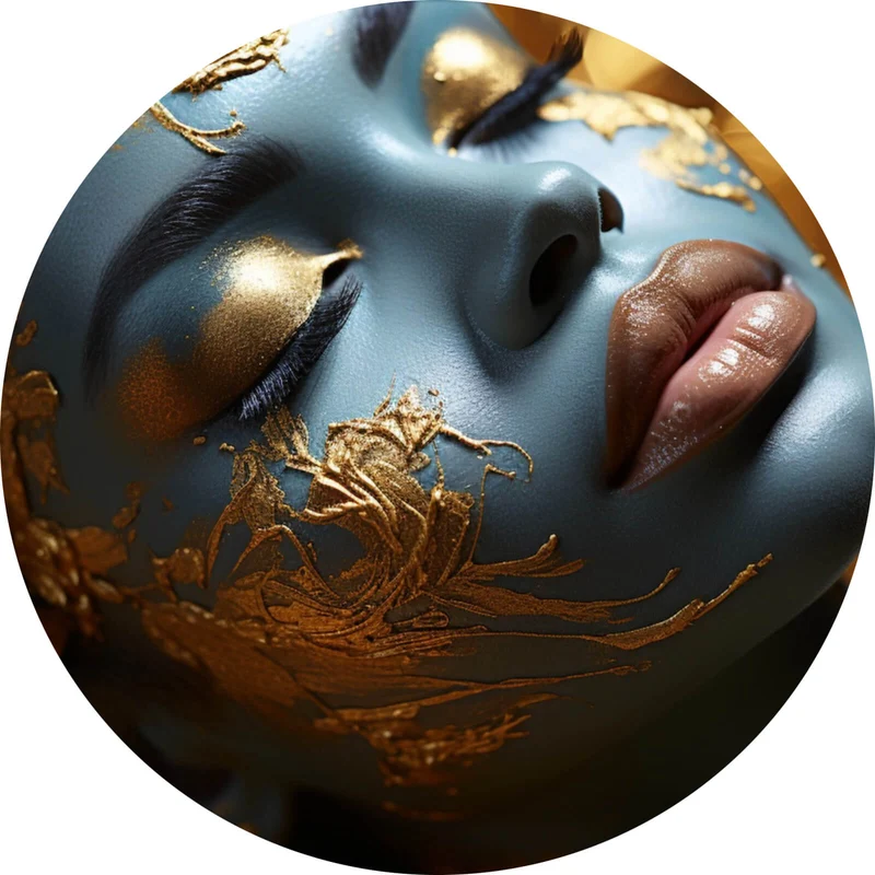 Aluminiumbild Edles Gesicht mit goldenen Details Kreis