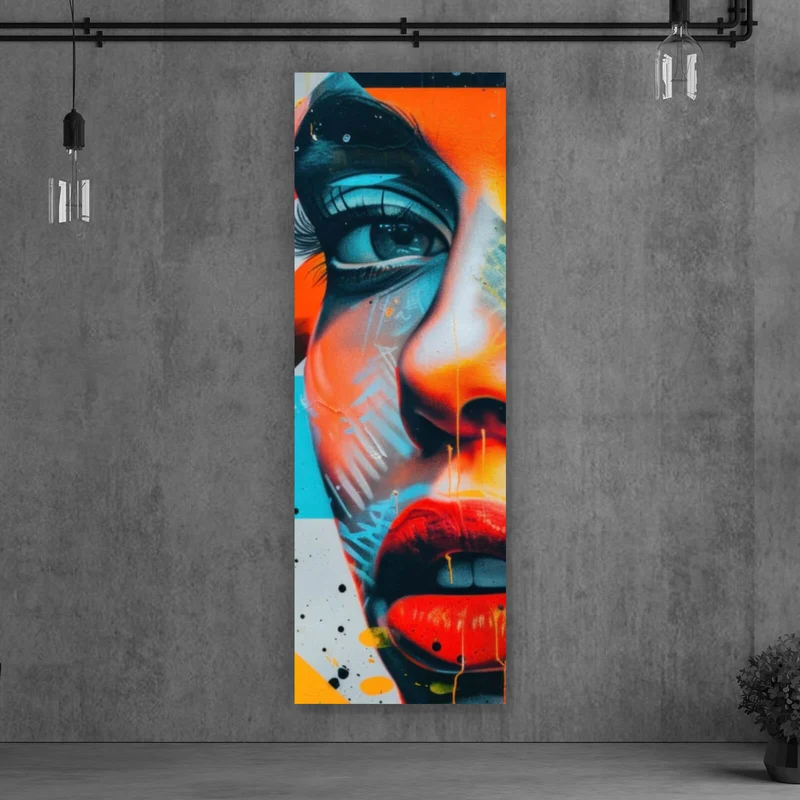 Leinwandbild Modernes abstraktes Gesicht einer Frau Panorama Hoch