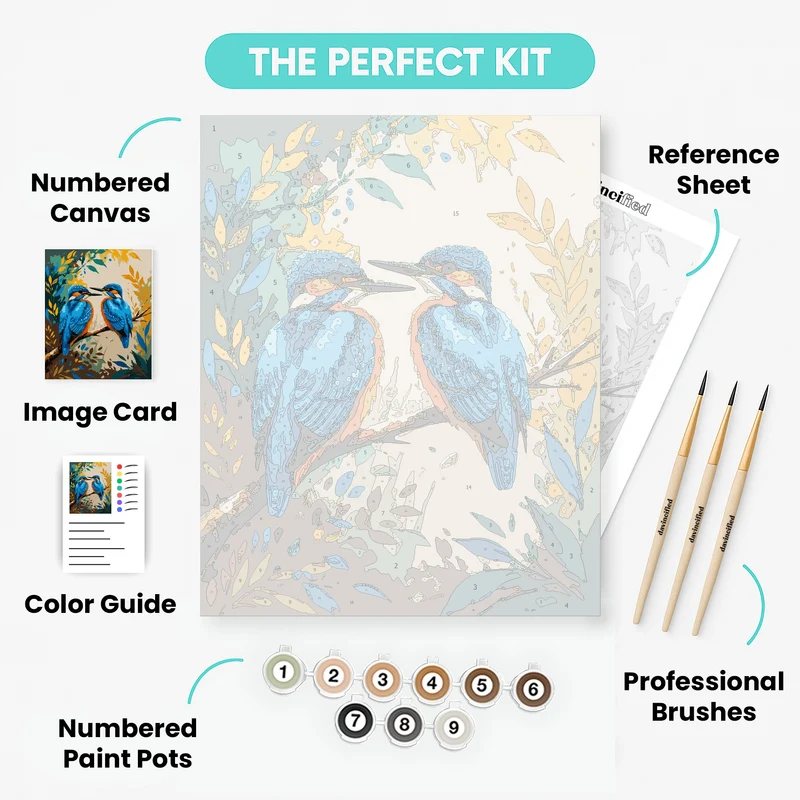 Two Kingfishers - Paint by Numbers Kit