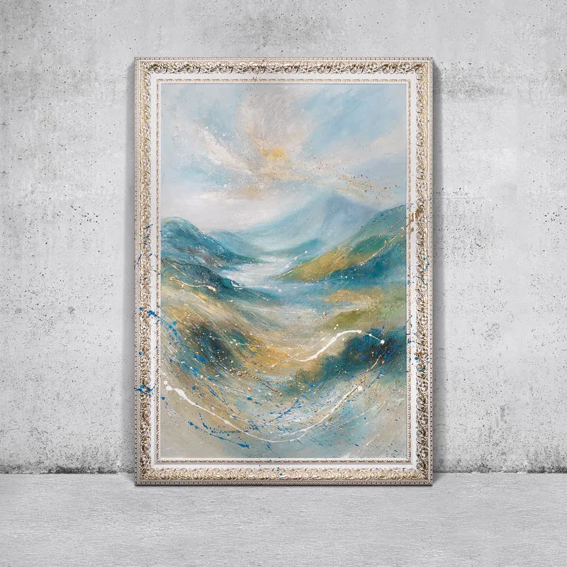Handgemalte Abstrakte Landschaft „Sanftes Licht“ – Moderne Wandbilder Natur