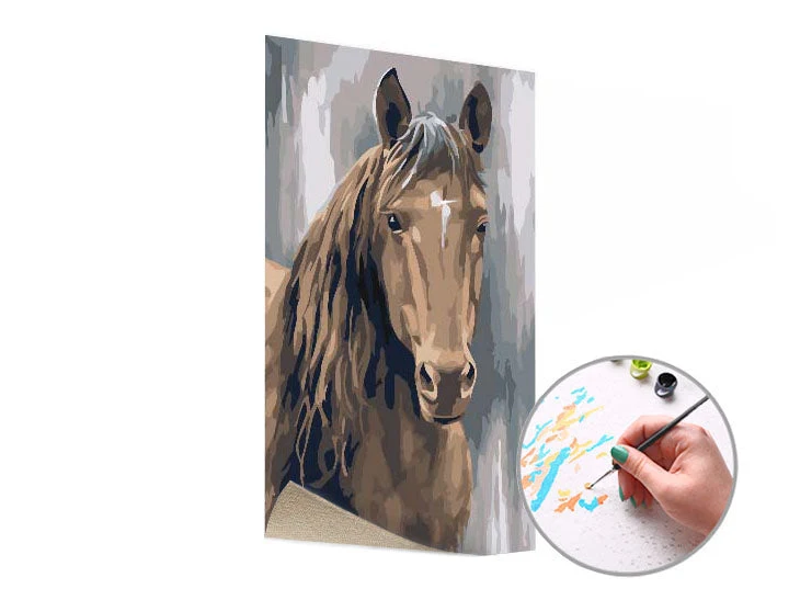 Paint by Numbers Brown Stallion | Low Difficulty