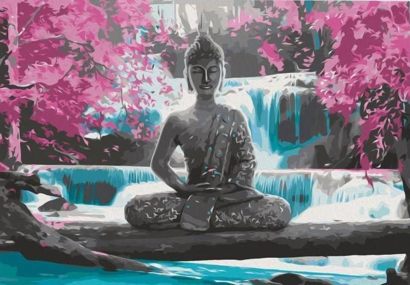 Malen nach Zahlen Buddha Rosa Blumen
