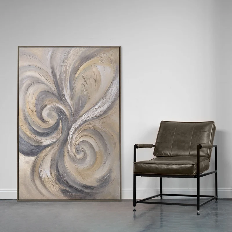 Abstraktes Acrylbild „Sand und Wolken“ – Handgemaltes Leinwandbild in Beige und Grau für Wohnzimmer