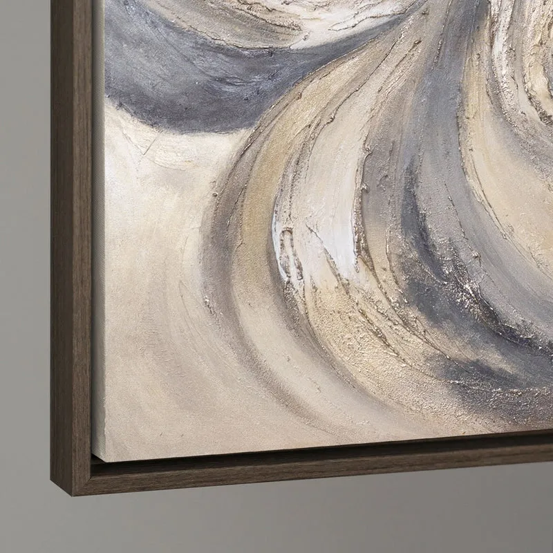 Abstraktes Acrylbild „Sand und Wolken“ – Handgemaltes Leinwandbild in Beige und Grau für Wohnzimmer