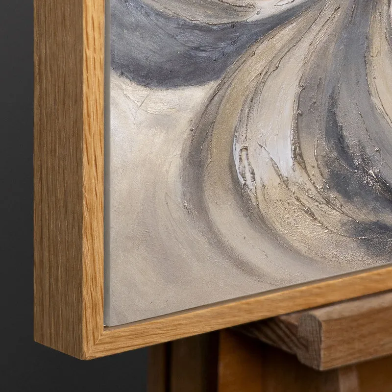 Abstraktes Acrylbild „Sand und Wolken“ – Handgemaltes Leinwandbild in Beige und Grau für Wohnzimmer