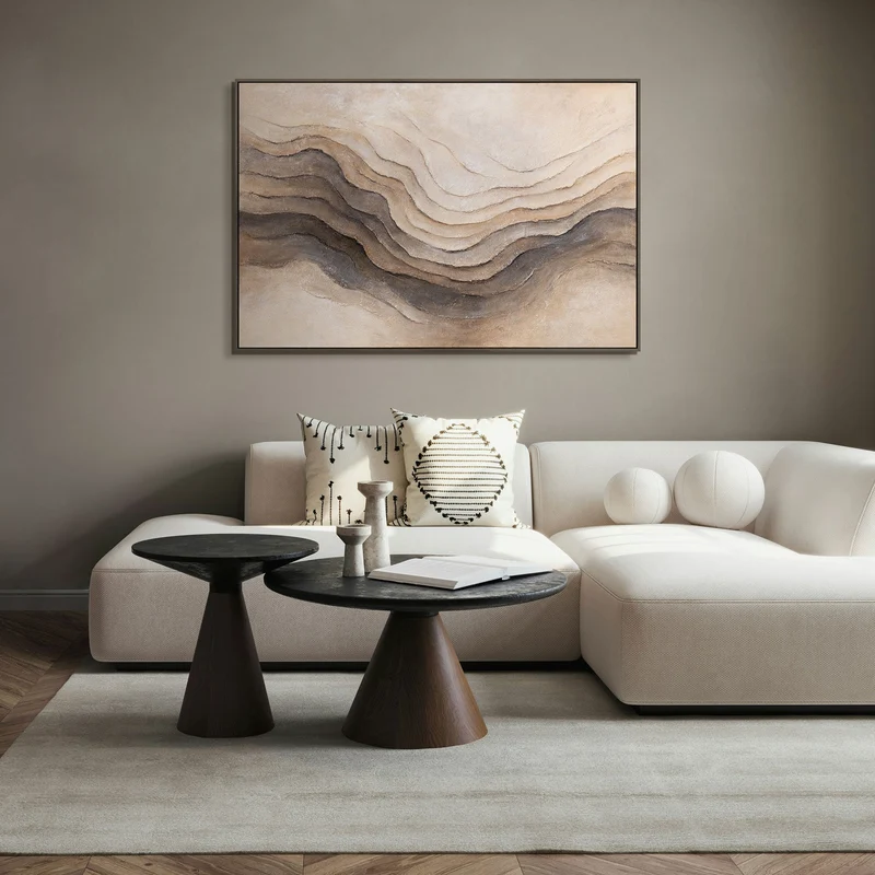 Handgemaltes Acrylgemälde „Erinnerung der Erde“ – Abstrakte Wandkunst in Beige & Braun