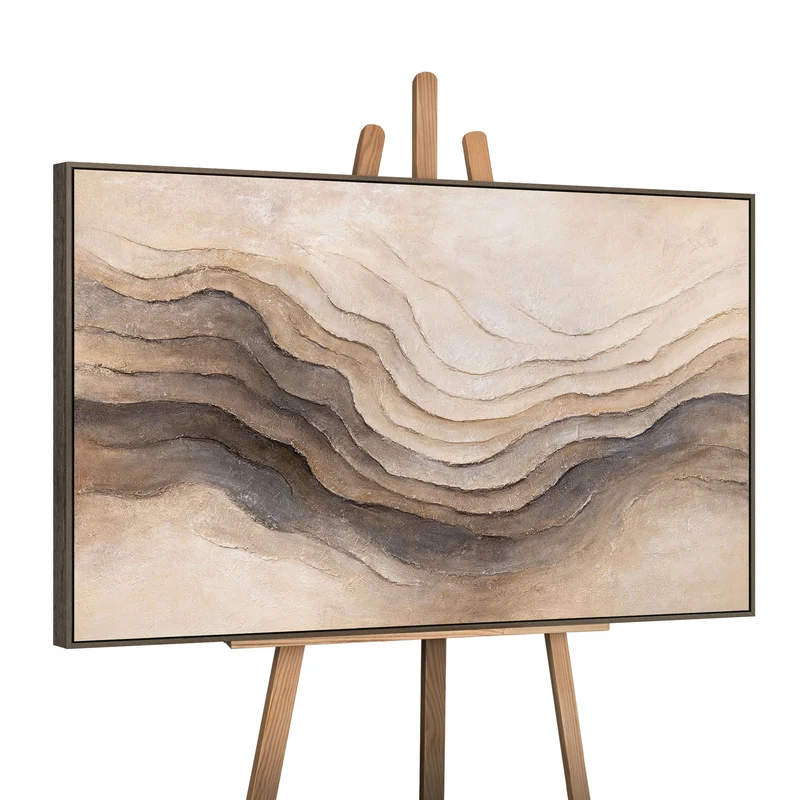 Handgemaltes Acrylgemälde „Erinnerung der Erde“ – Abstrakte Wandkunst in Beige & Braun