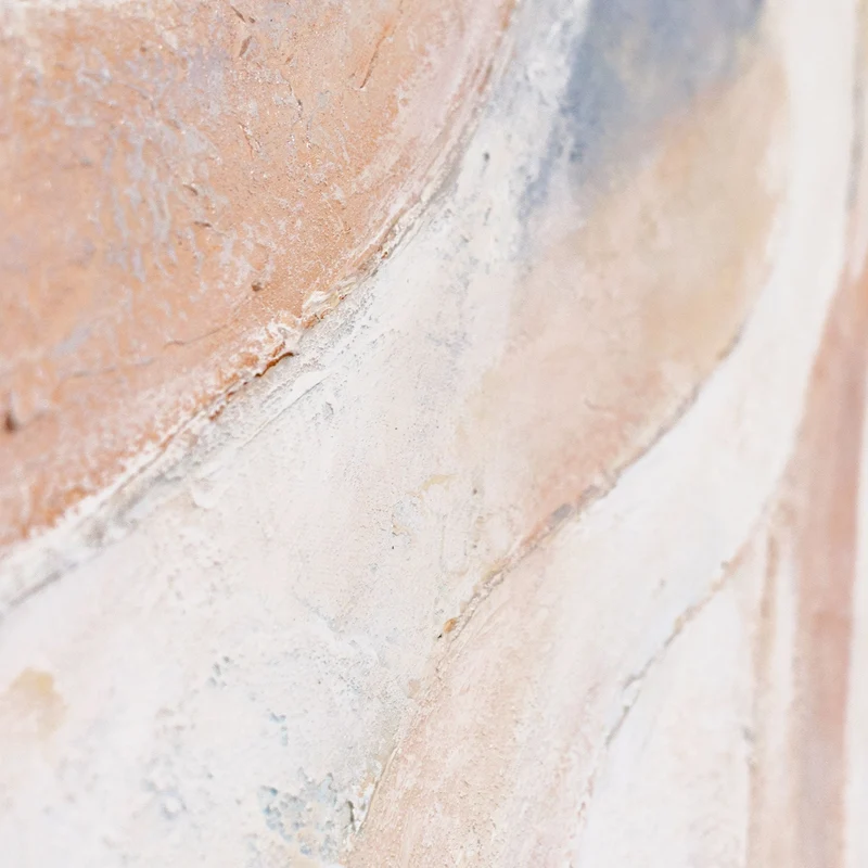 Abstraktes Acrylbild „Windlinien“ – Moderne Wandkunst in Beige, Blau & Rosa