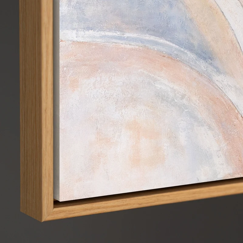 Abstraktes Acrylbild „Windlinien“ – Moderne Wandkunst in Beige, Blau & Rosa