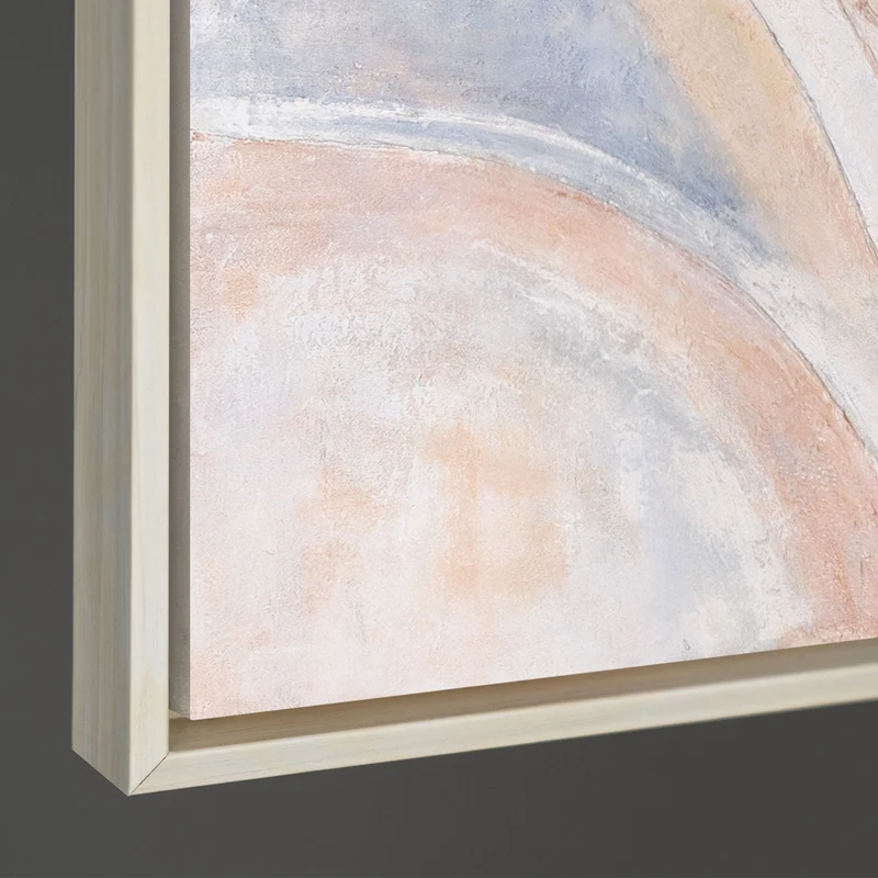 Abstraktes Acrylbild „Windlinien“ – Moderne Wandkunst in Beige, Blau & Rosa