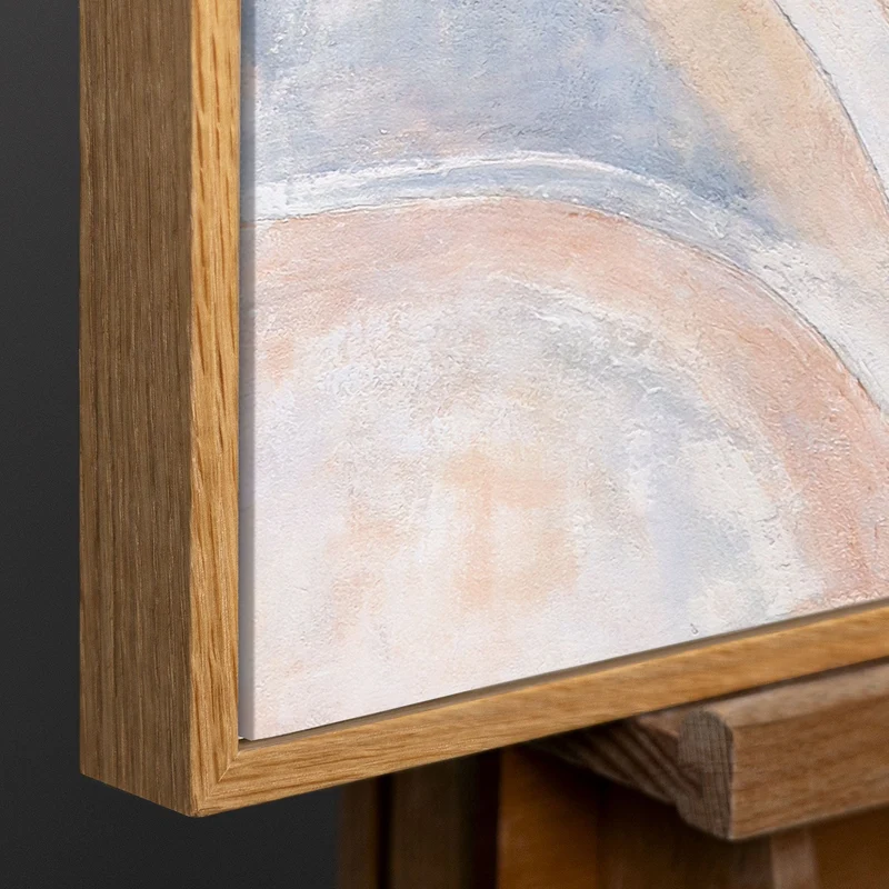Abstraktes Acrylbild „Windlinien“ – Moderne Wandkunst in Beige, Blau & Rosa