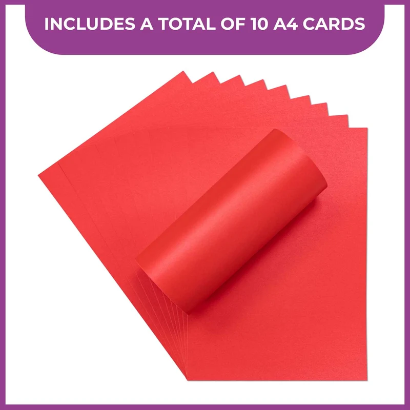 Crafter's Companion - Centura Pearl Effect - A4 Card 300gsm 10 Sheets - Christmas Red