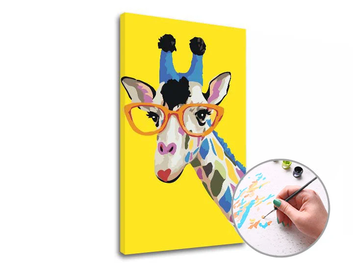 Paint by Numbers Giraffe with Glasses | Low Difficulty