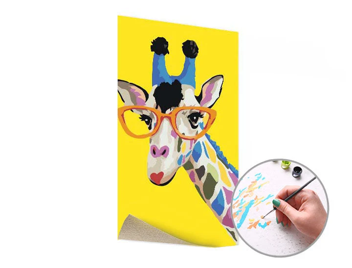 Paint by Numbers Giraffe with Glasses | Low Difficulty