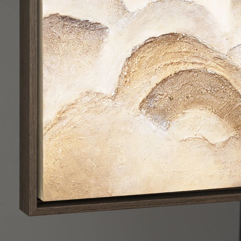 Handgemalte Wanddeko auf Leinwand – Abstrakte Gemälde in Beige und Braun „Horizontschichten“
