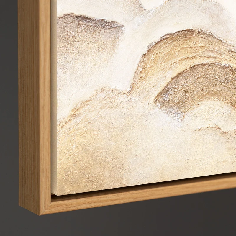 Handgemalte Wanddeko auf Leinwand – Abstrakte Gemälde in Beige und Braun „Horizontschichten“