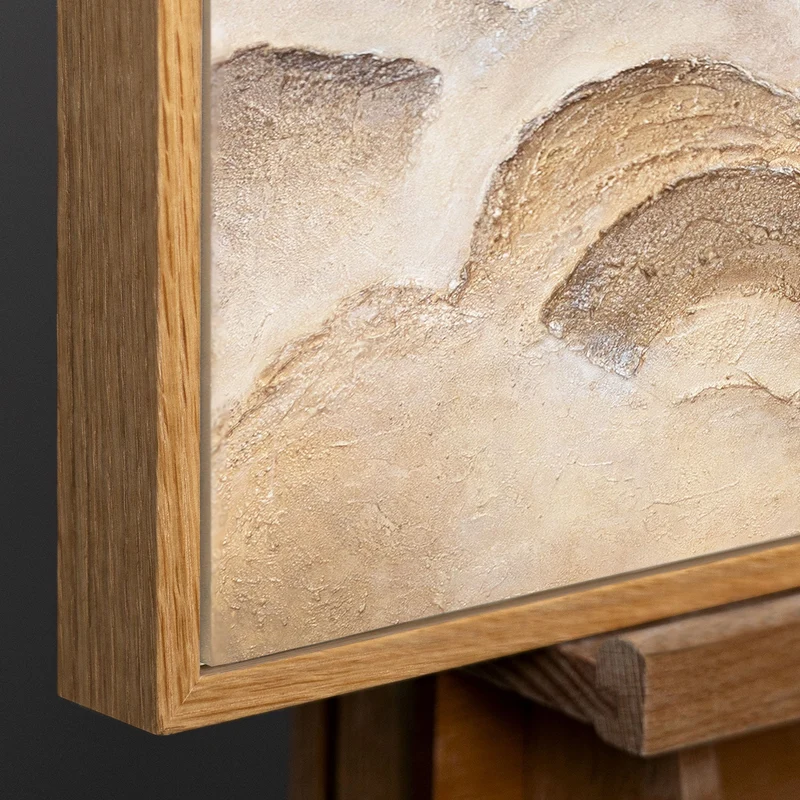 Handgemalte Wanddeko auf Leinwand – Abstrakte Gemälde in Beige und Braun „Horizontschichten“