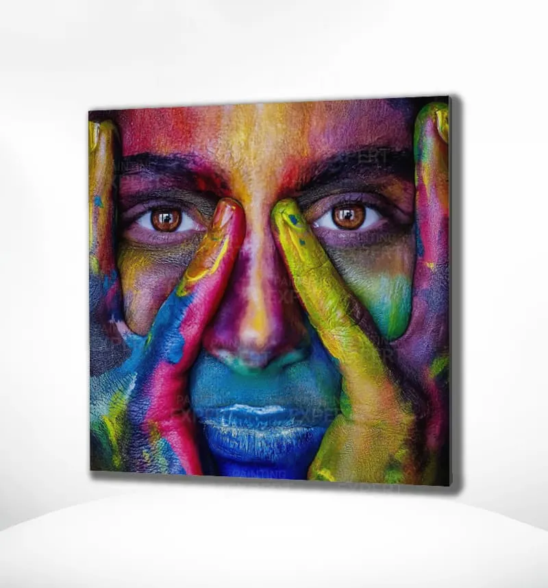 Diamond Painting Frau mit Farbflecken