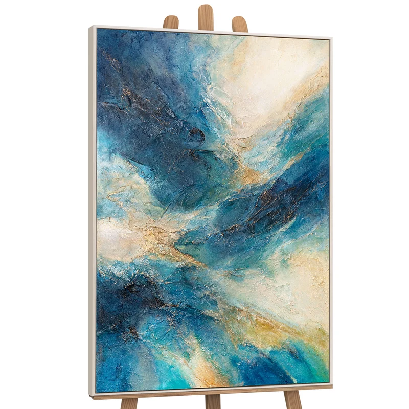 Abstrakte Kunst auf Leinwand – Maritimes Acrylbild „Glanz der Wellen“