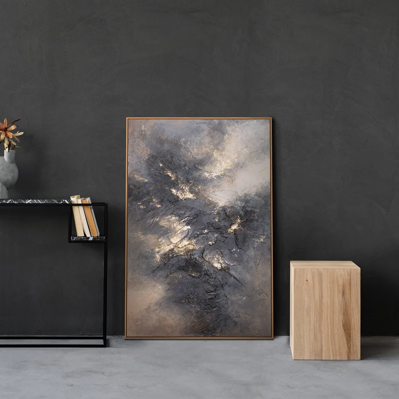 Leinwand Kunstwerk mit Struktur – Modernes Gemälde „Himmelsglühen“