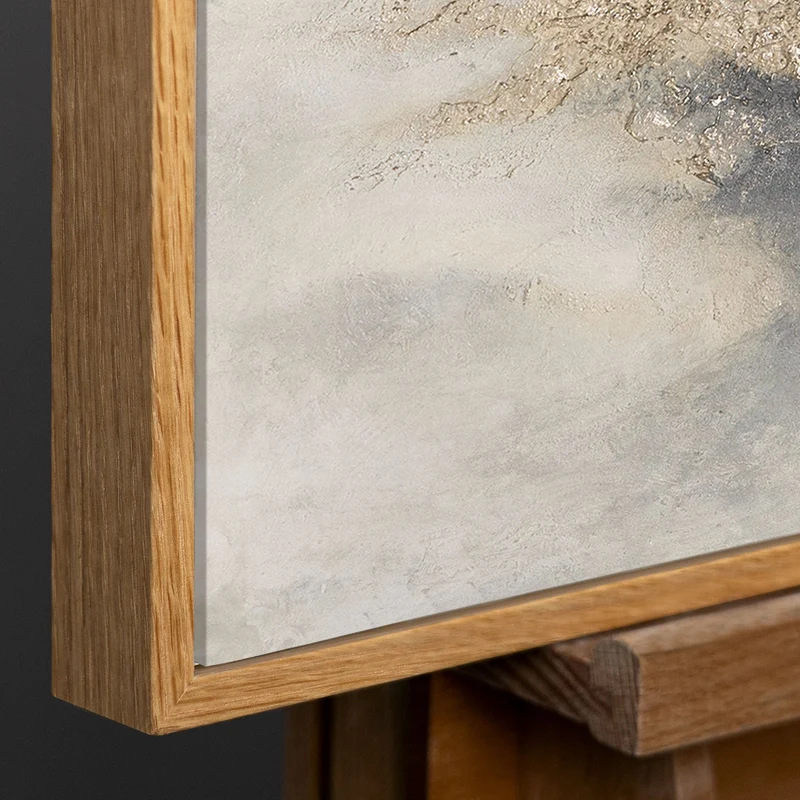 Handgemaltes Acrylbild in Grau & Gold – Abstrakte Wanddeko „Wolkenmelodie“