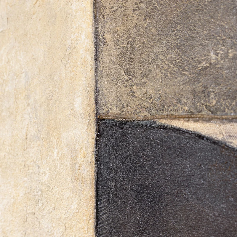 Struktur Gemälde Beige & Schwarz – Abstrakte Kunst auf Leinwand „Duett der Halbkreise“