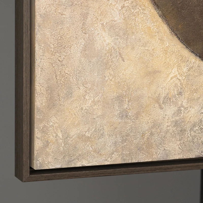 Struktur Gemälde Beige & Schwarz – Abstrakte Kunst auf Leinwand „Duett der Halbkreise“