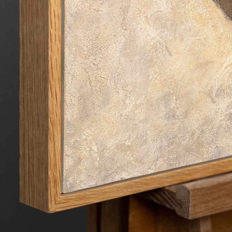 Struktur Gemälde Beige & Schwarz – Abstrakte Kunst auf Leinwand „Duett der Halbkreise“
