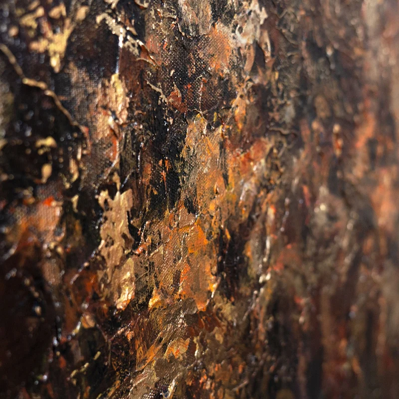 Handgemaltes Acrylbild mit Rahmen „Goldener Wald“ – Wanddekoration für Wohnräume