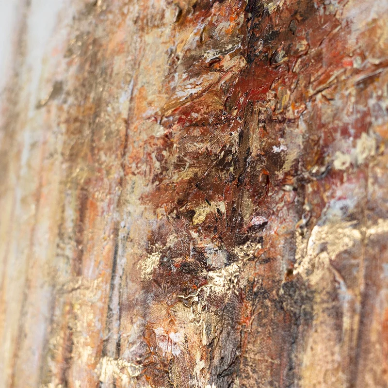 Handgemaltes Acrylbild mit Rahmen „Goldener Wald“ – Wanddekoration für Wohnräume