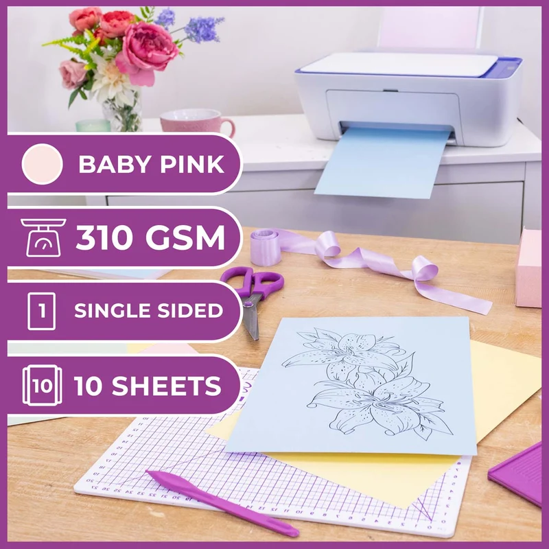 Crafter's Companion - Centura Pearl Effect - A4 Card 300gsm 10 Sheets - Baby Pink