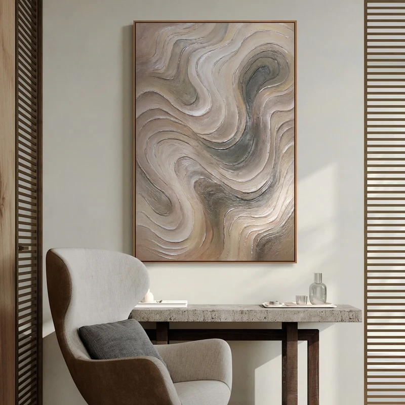 Moderne Wandkunst „Sanfte Strömung“ – Handgemaltes Acrylbild auf Leinwand