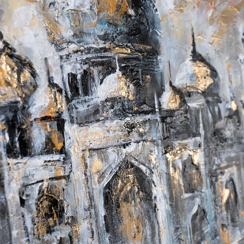 Islamische Wanddeko auf Leinwand – Acrylbild "Sanftes Glühen" 115x50cm