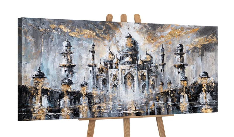 Islamische Wanddeko auf Leinwand – Acrylbild "Sanftes Glühen" 115x50cm