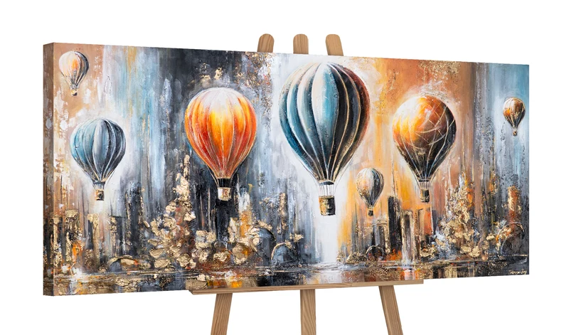 Abstraktes Acrylgemälde "Sonniger Horizont" für Wohnzimmer 115x50cm