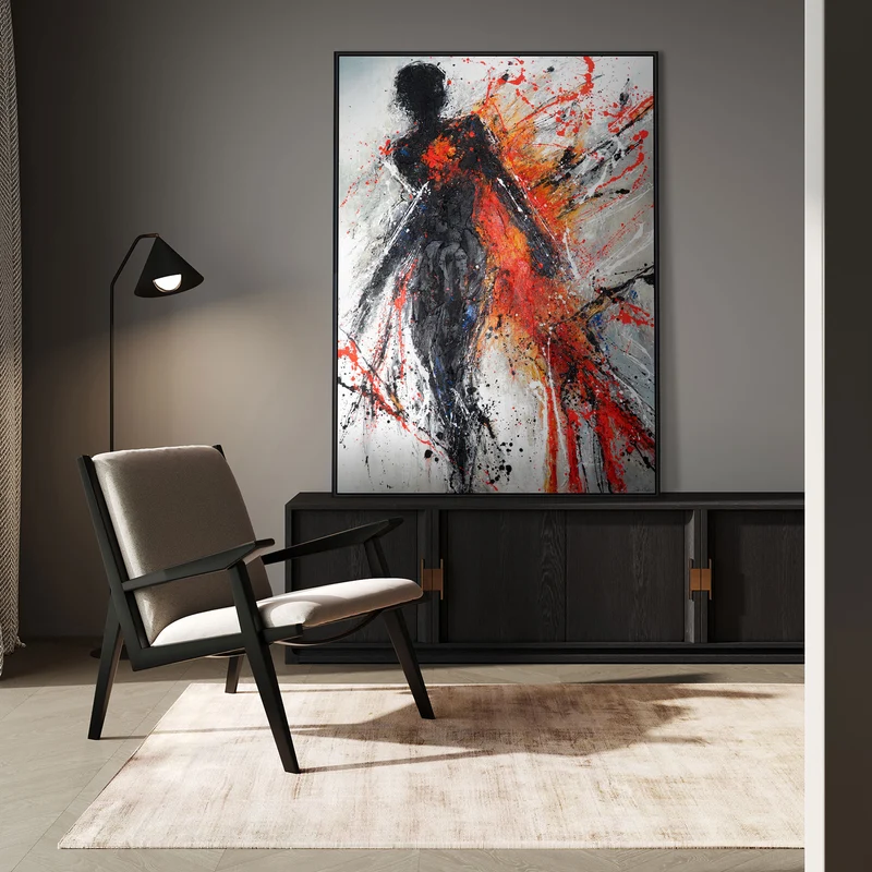 Original handgemaltes Acrylbild „Lebendige Schatten“ auf Leinwand mit Rahmen